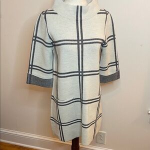 Anthropologie Moth Wool Blend Windowpane Sweater Dress/Tunic Small